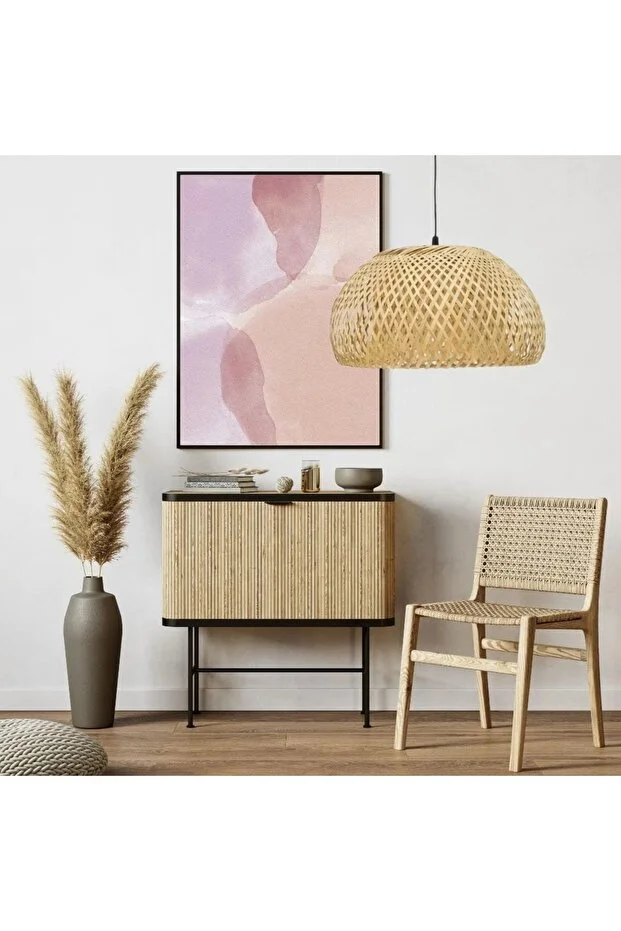 Mirage Model Tekli Rattan Bambu Modern Tasarım İskandinav Bohem Sarkıt Avize